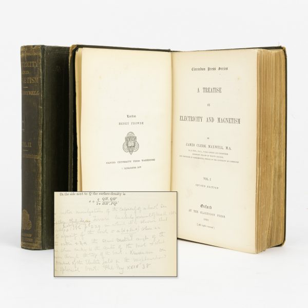 MAXWELL, James Clerk: A Treatise on Electricity and Magnetism (1881). J.J. Thomson's working copy