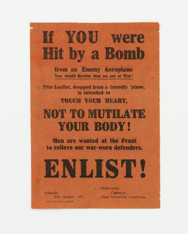 First World War recruitment leaflet distributed by aeroplane