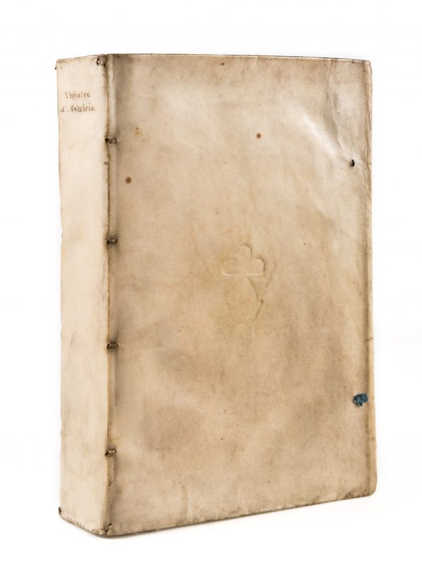 ONE OF TEN KNOWN BOOKS FROM SIR WALTER RALEGH'S PRISON LIBRARY IN THE TOWER OF LONDON. [RALEIGH (Walter).] VIGNIER (Nicolas, the younger). Theatre de L‘Antechrist.