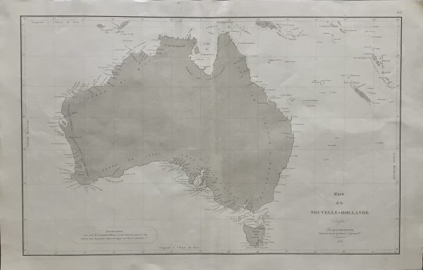 “CARTE DE LA NOUVELLE-HOLLANDE”; LOUIS CLAUDE DE SAULCES DE FREYCINET; 1824.