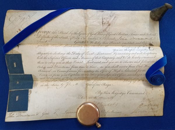 First Lieutenant John Drummond Naval Commission signed by King George III
