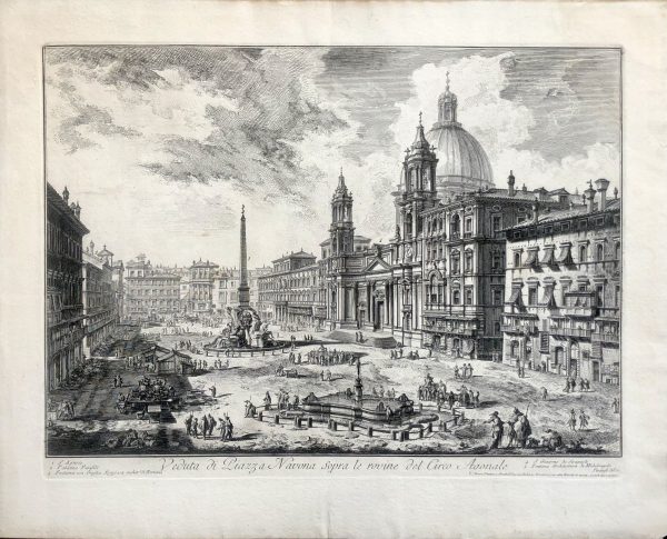 GIOVANNI BATTISTA PIRANESI, "VEDUTA DI PIAZZA NAVONA SOPRA LE ROVINE DEL CIRCO AGONALE", from "VEDUTE DI ROMA".